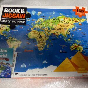 BOOK & JIGSAW MAP OF THE WORLD STICKER BOOK